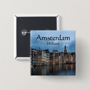Badge Carré 5 Cm Amsterdam Souvenir