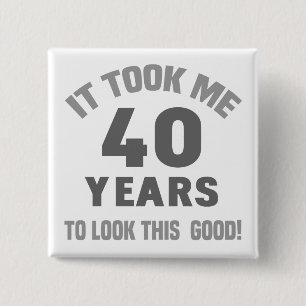 Badge Carré 5 Cm Amusant 40ème anniversaire
