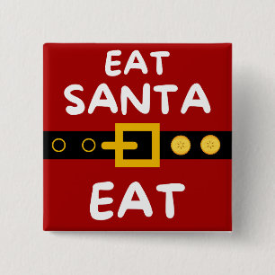 Badge Carré 5 Cm Amusant Manger Père Noël Manger