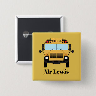 Badge Carré 5 Cm Amusants Merci Appréciation School Bus Driver