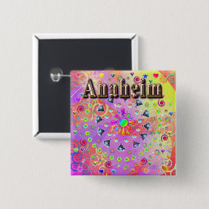 Badge Carré 5 Cm Anaheim Lucky Golden Button
