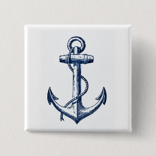 Badge Carré 5 Cm Ancre de bleu marine