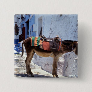 Badge Carré 5 Cm Âne, Fira Santorini, Grèce
