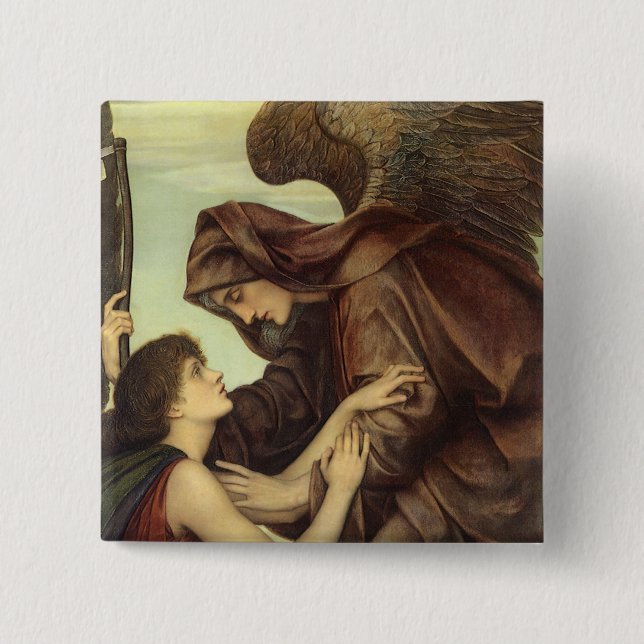 Badge Carré 5 Cm Ange de la mort par Evelyn De Morgan (Devant)