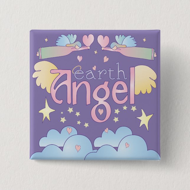 Badge Carré 5 Cm Ange de la Terre (Devant)