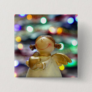 Badge Carré 5 Cm Ange de Noël