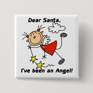 Badge Carré 5 Cm Ange en bâtonnets Tshirts et cadeaux cher Père Noë