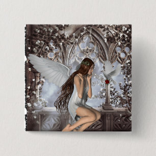 Badge Carré 5 Cm Angel et sa colombe