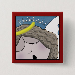 Badge Carré 5 Cm Angel Face Hallelujah