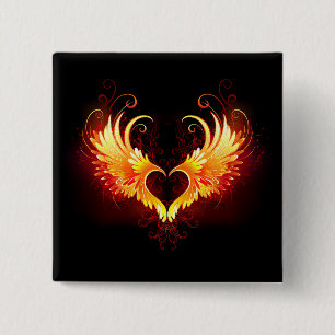 Badge Carré 5 Cm Angel Fire Heart with Wings