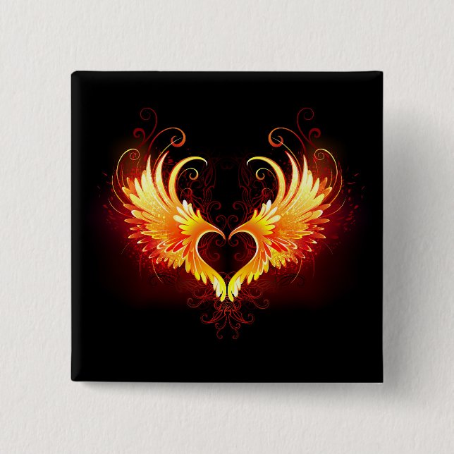Badge Carré 5 Cm Angel Fire Heart with Wings (Devant)