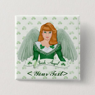 Badge Carré 5 Cm Angel irlandais et bannière