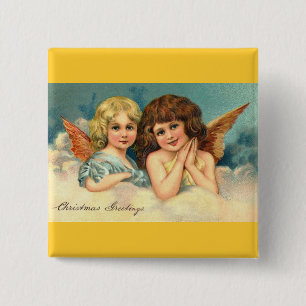 Badge Carré 5 Cm Anges de Noël