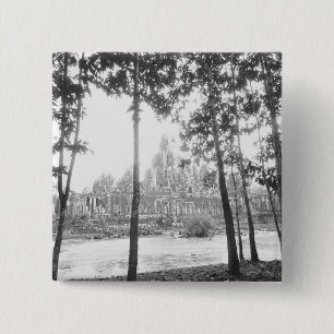 Badge Carré 5 Cm Angkor Cambodge, Vue du Bayon