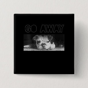 Badge Carré 5 Cm Anglais Bulldog Chiot Distances Sociales S'Éloigne