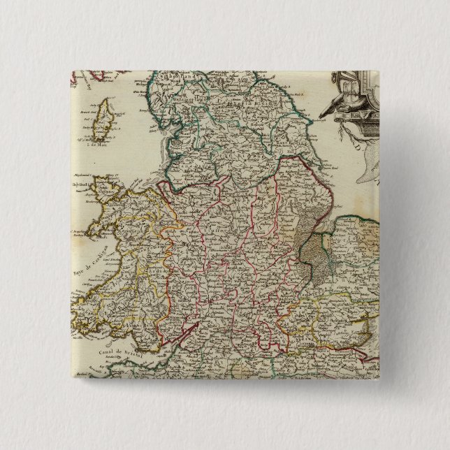 Badge Carré 5 Cm Angleterre et Pays de Galles 2 (Devant)