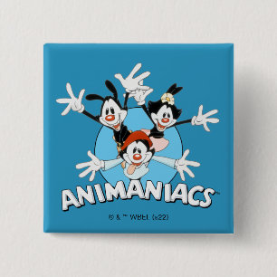 Badge Carré 5 Cm Animaniacs   Warner Siblings Arms Wide Graphic