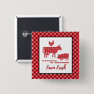 Badge Carré 5 Cm Animaux de ferme Bandana Imprimer