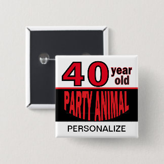 Badge Carré 5 Cm Animaux de fête de 00 ans | Anniversaire | Personn