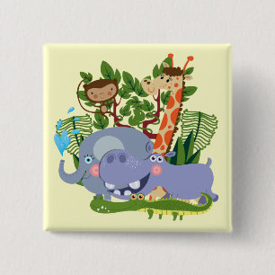 Badge Carré 5 Cm Animaux mignons de safari