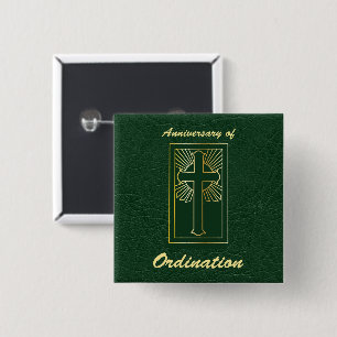 Badge Carré 5 Cm Anniversaire du prêtre de l'ordination
