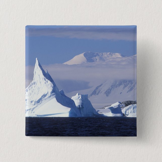 Badge Carré 5 Cm Antarctique, île Boothe, soleil de l'après-midi (Devant)