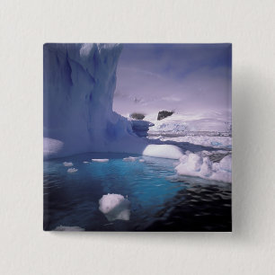 Badge Carré 5 Cm Antarctique. Paysages glaciaires de l'Antarctique 