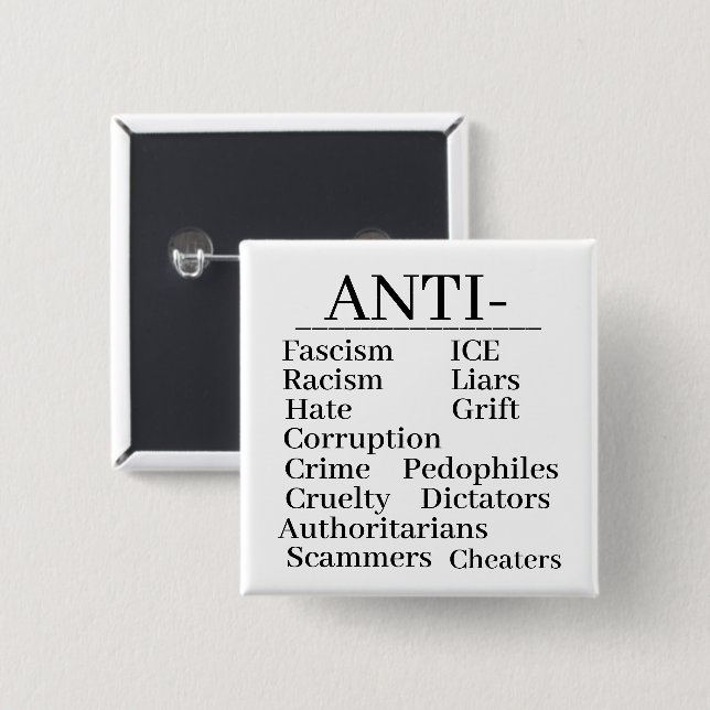 Badge Carré 5 Cm Anti- Button (Devant & derrière)