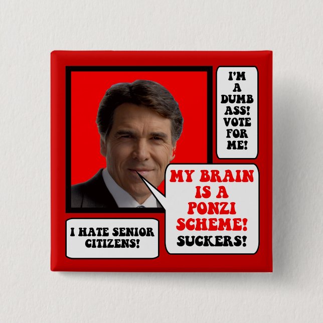 Badge Carré 5 Cm anti Rick Perry (Devant)