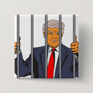 Badge Carré 5 Cm Anti Trump en prison derrière les barreaux