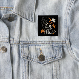 Badge Carré 5 Cm Anti Trump Halloween Skeleton