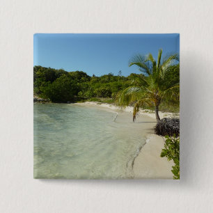 Badge Carré 5 Cm Antiguan Beach Beautiful Tropical Landscape