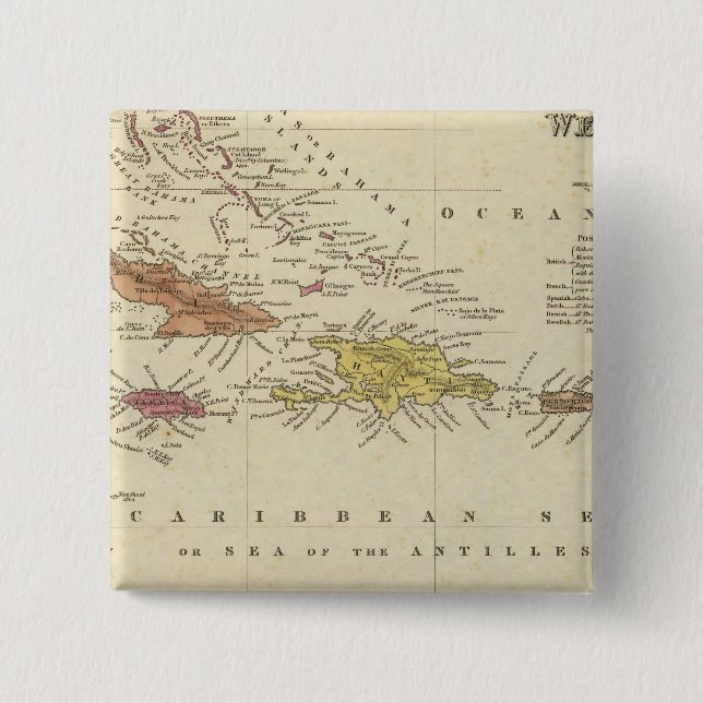 Badge Carré 5 Cm Antilles 14 (Devant)