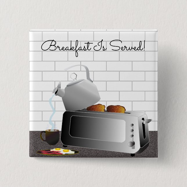 Badge Carré 5 Cm Appareils de cuisine Petit déjeuner Amusant (Devant)