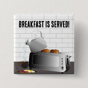 Badge Carré 5 Cm Appareils de cuisine petit-déjeuner drôle
