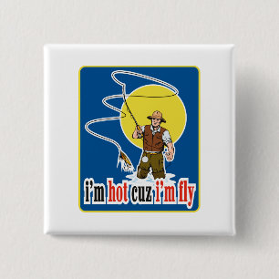 Badge Carré 5 Cm appât de pêcheur de mouche