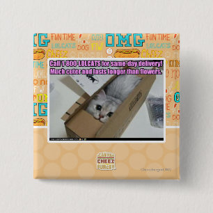 Badge Carré 5 Cm Appel 1-800-LOLCATS