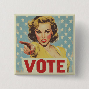 Badge Carré 5 Cm Appel à l'action patriotique : Votez !