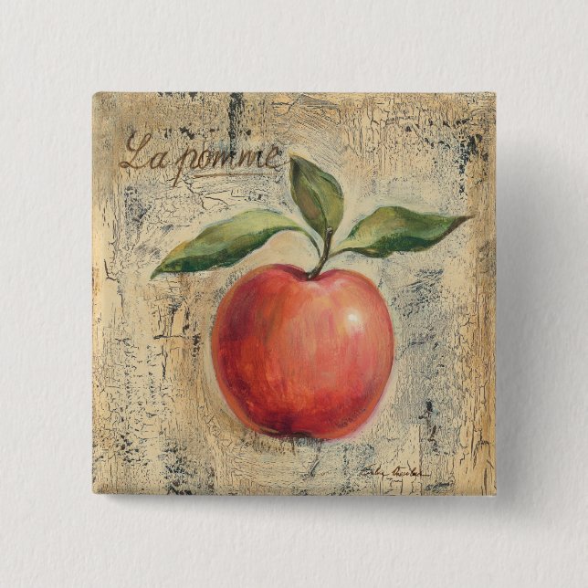 Badge Carré 5 Cm Apple brillant rouge (Devant)