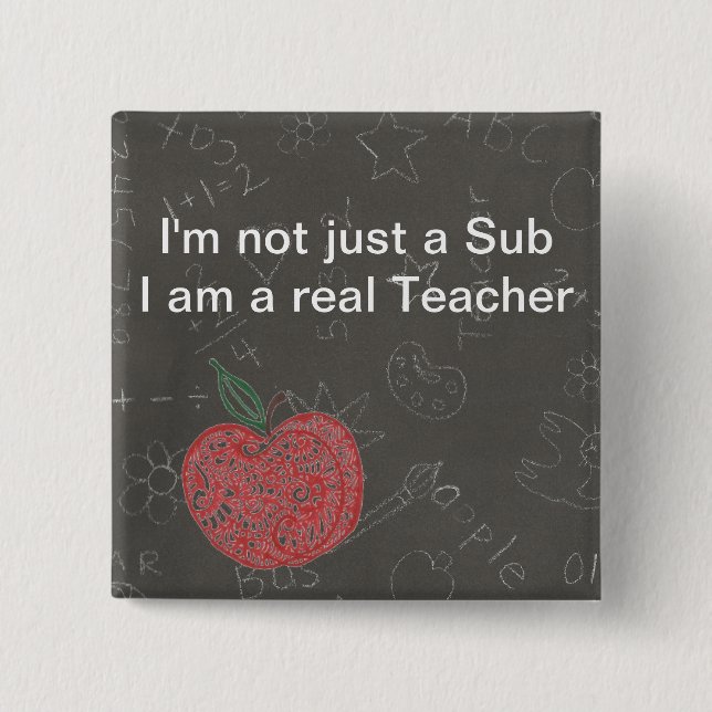 Badge Carré 5 Cm Apple rouge pas simplement un sous bouton (Devant)