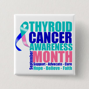 Badge Carré 5 Cm Appuyer le Mois de sensibilisation au cancer du th