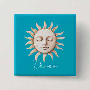 Badge Carré 5 Cm Aqua Blue dream soleil sicilien