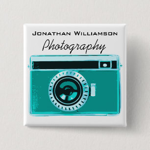 Badge Carré 5 Cm Aqua Camera Photographie Business