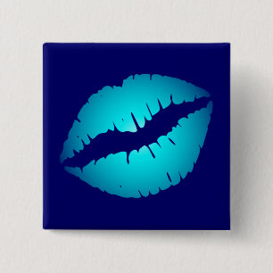 Badge Carré 5 Cm Aqua Kiss