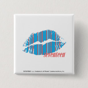 Badge Carré 5 Cm Aqua mince de rayures