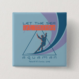 Badge Carré 5 Cm Aquaman   Laissez La Mer Vous Libérer