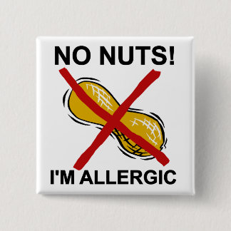 Badge Carré 5 Cm Arachide AUCUNS écrous je suis allergique