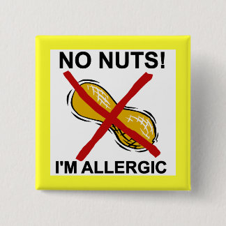 Badge Carré 5 Cm Arachide AUCUNS écrous je suis allergique