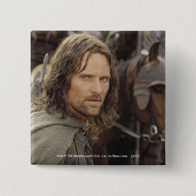 Badge Carré 5 Cm Aragorn avec cheval (Devant)