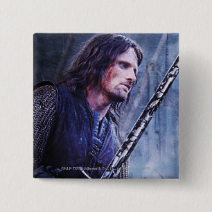 Badge Carré 5 Cm Aragorn avec le sang